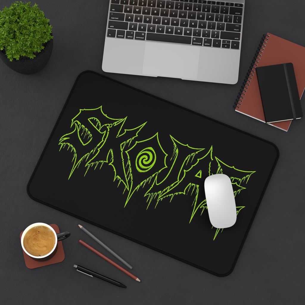 Skajae Green Drip Logo Desk Mat — Gothic Gaming Mouse Pad